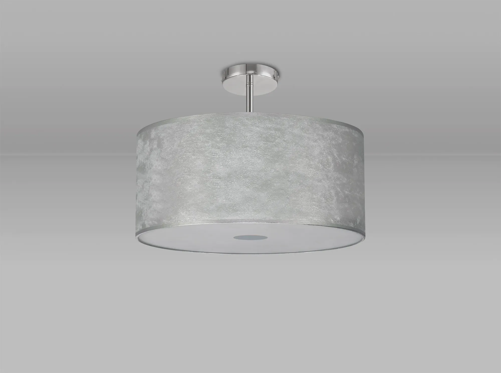 Baymont 50cm, Semi Flush 5 Light Polished Chrome, Silver Leaf, Frosted Diffuser DK0812  Deco Baymont CH SL